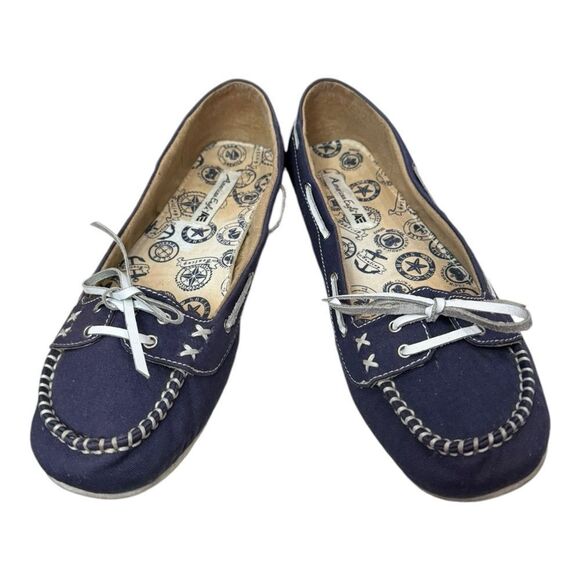 American Eagle Women's Navy Canvas Slip-on Moc Style Loafers 10 - Picture 3 of 6